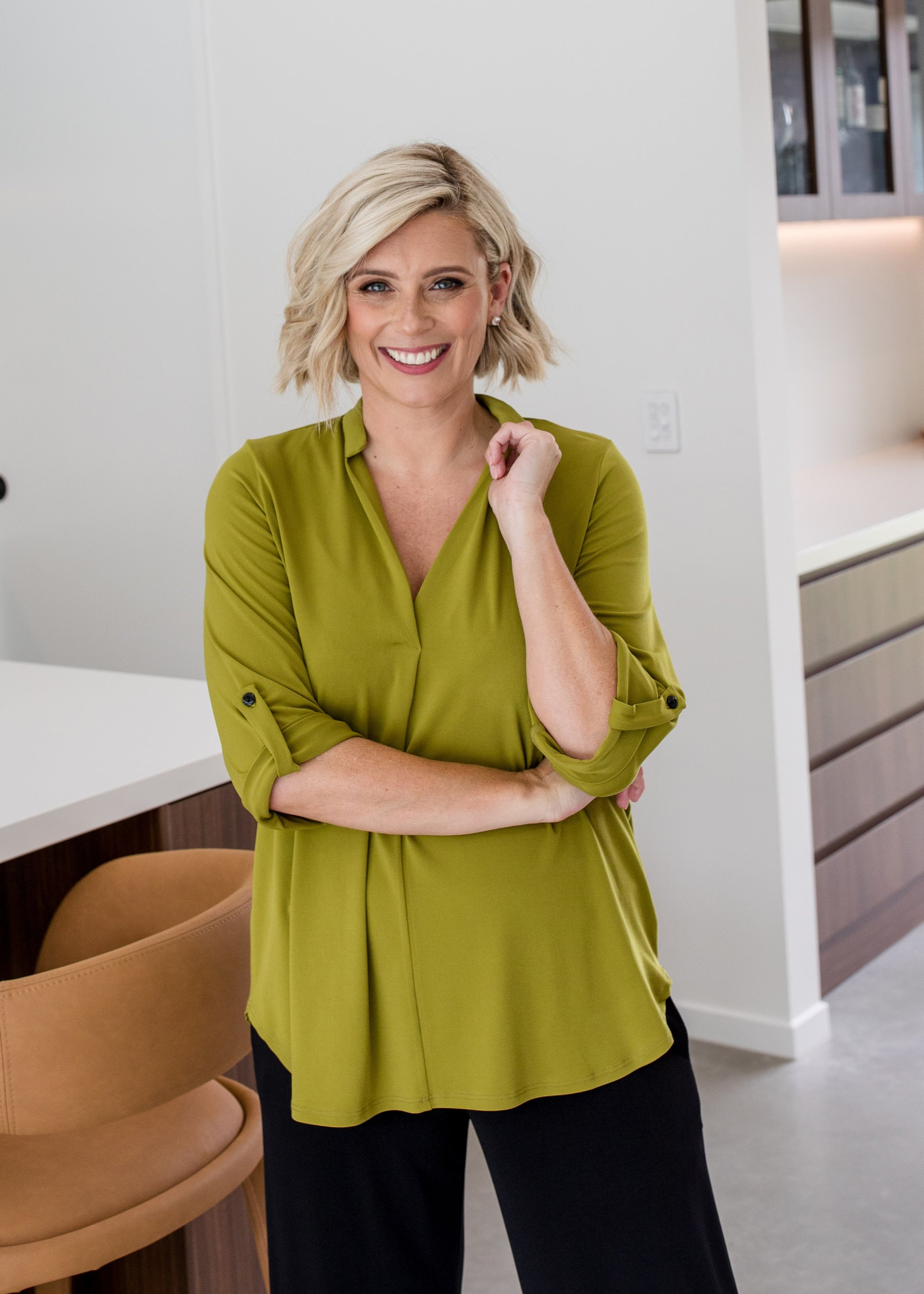 Kafton Foundation slinky jersey tunic in Chartreuse