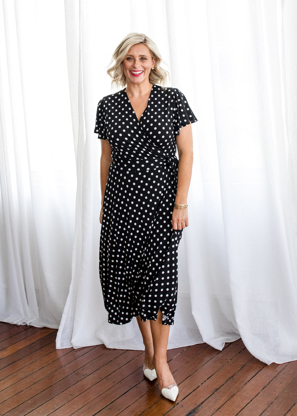 Florida slinky jersey wrap jersey dress in Aria, sustainable slow fashion made in Australia by Philosophy Australia