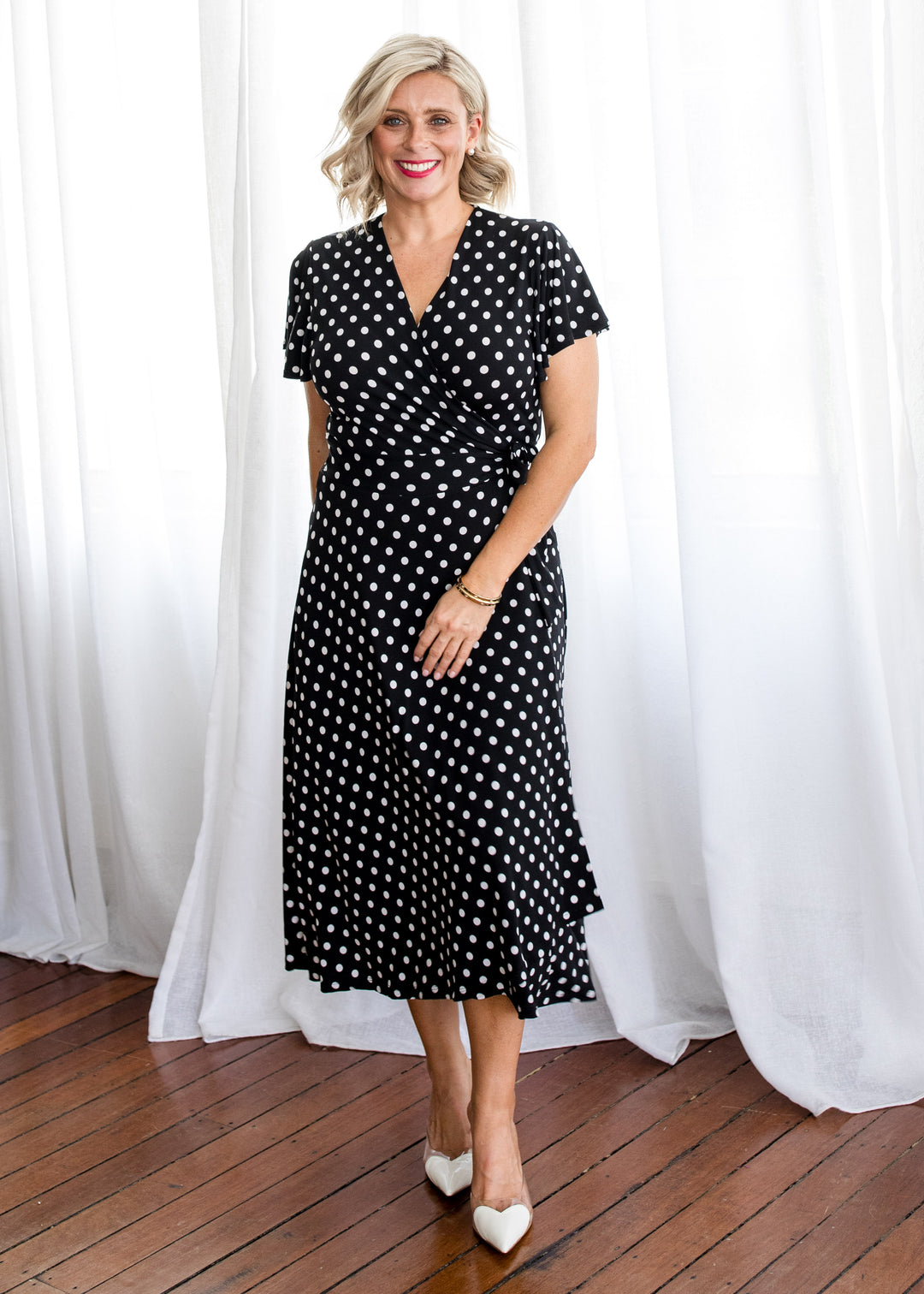 Florida slinky jersey wrap jersey dress in Aria, sustainable slow fashion made in Australia by Philosophy Australia