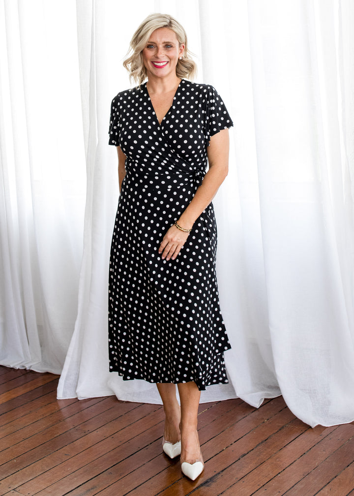 Florida slinky jersey wrap jersey dress in Aria, sustainable slow fashion made in Australia by Philosophy Australia