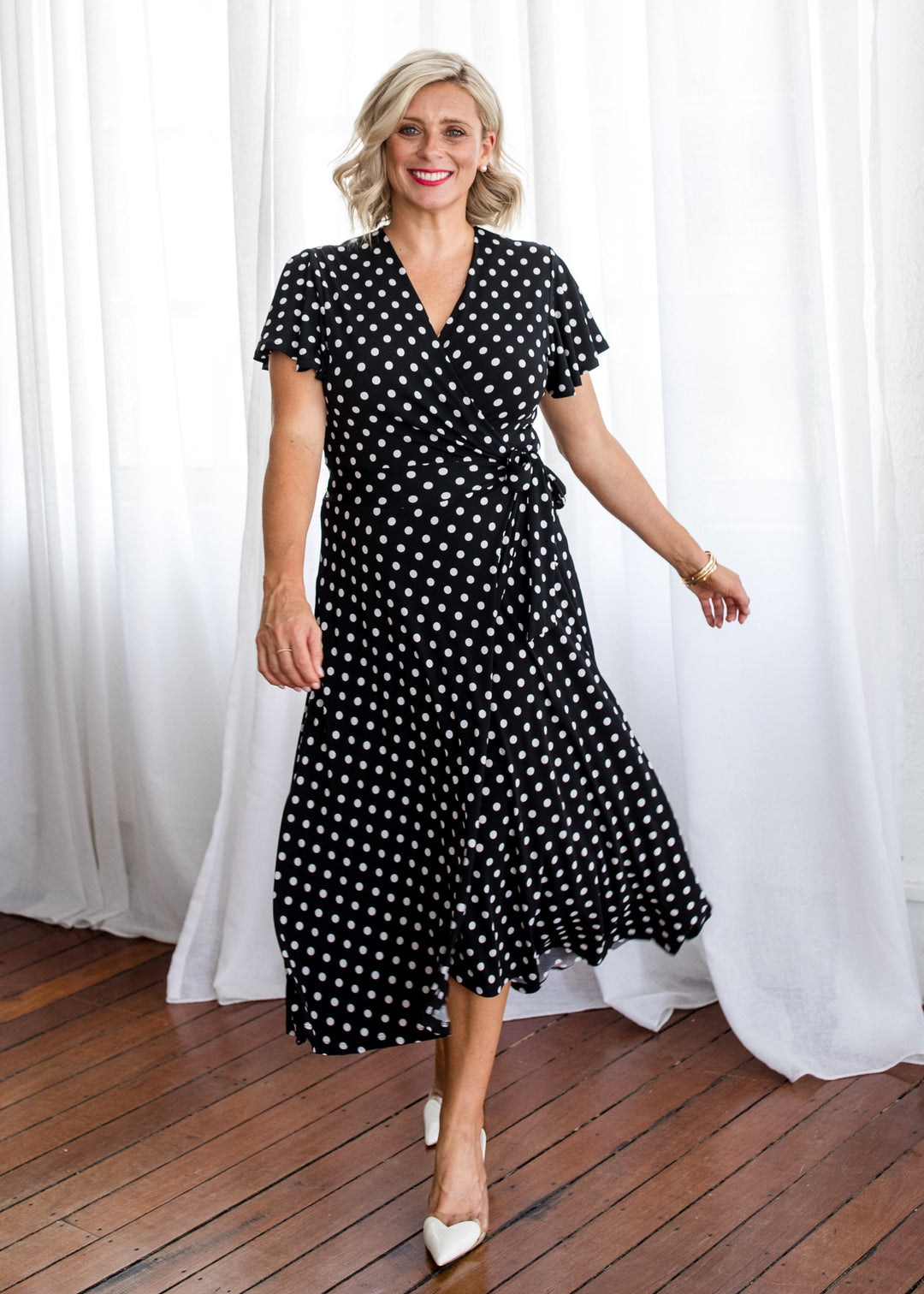 Florida slinky jersey wrap jersey dress in Aria, sustainable slow fashion made in Australia by Philosophy Australia