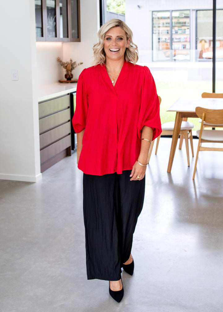 Maple Lustre billow blouse in red