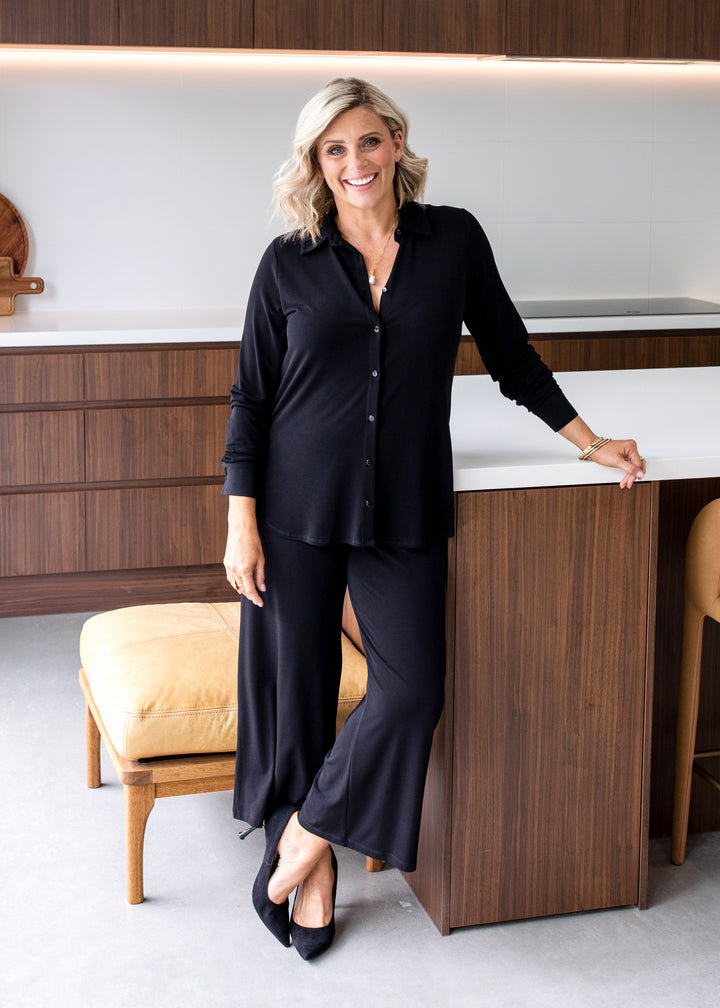 Super Foundation slinky jersey shirt in black