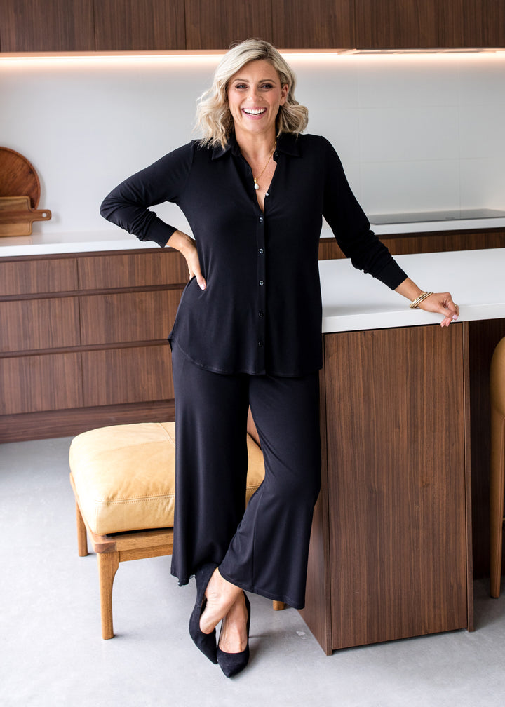 Super Foundation slinky jersey shirt in black