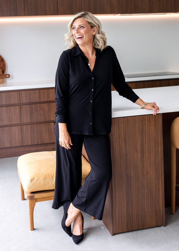 Super Foundation slinky jersey shirt in black