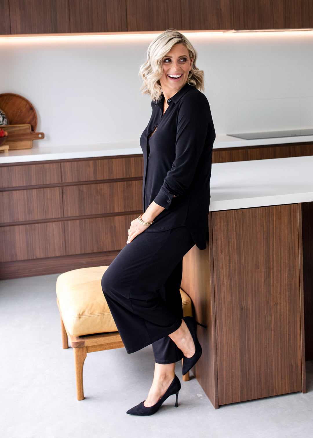 Super Foundation slinky jersey shirt in black