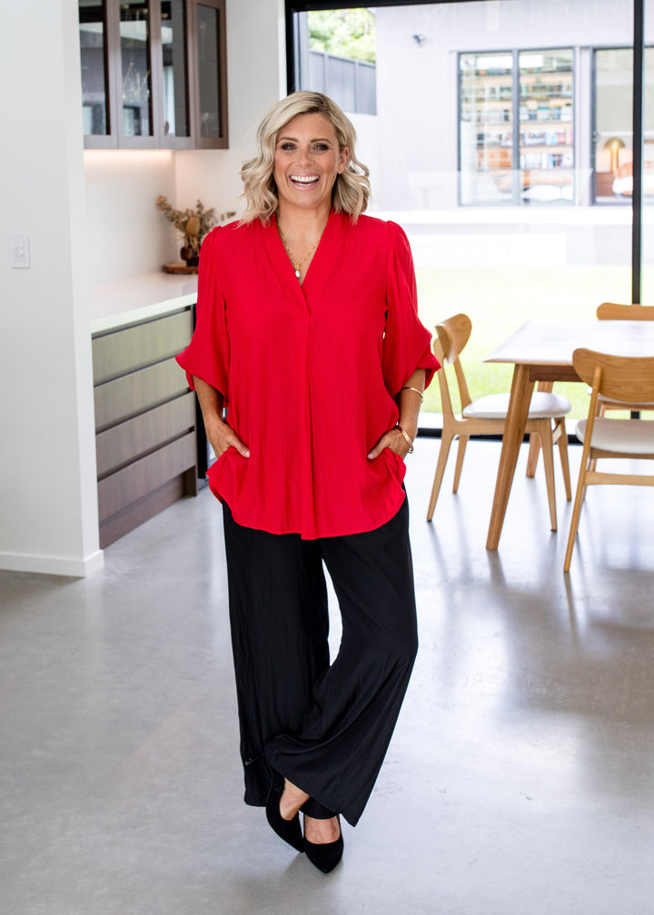 Maple Lustre billow blouse in red