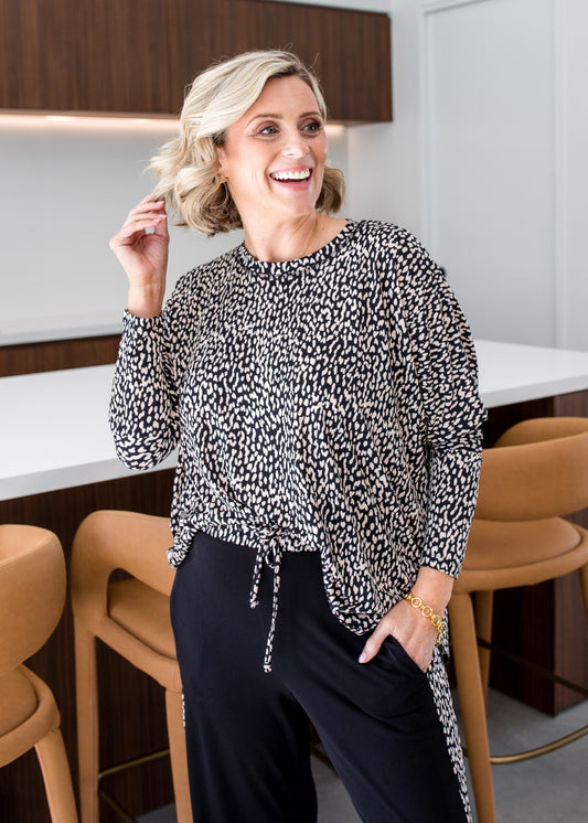 Cherie slinky jersey relaxed tunic in Lennox animal