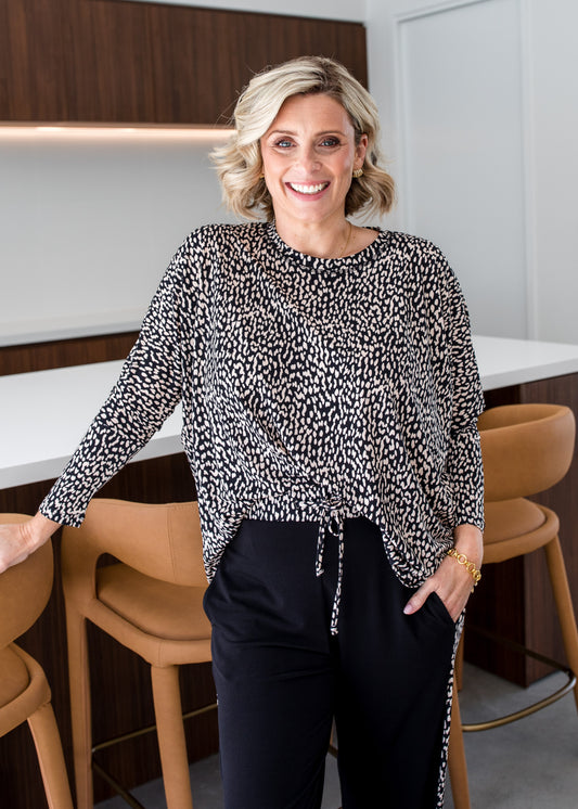 Cherie slinky jersey relaxed tunic in Lennox animal