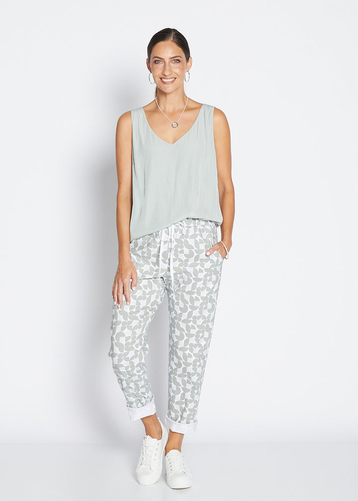 Philosophy Australia Travel printed Bengaline relaxed pant in Deco, sustainable slow fashion made in Australia