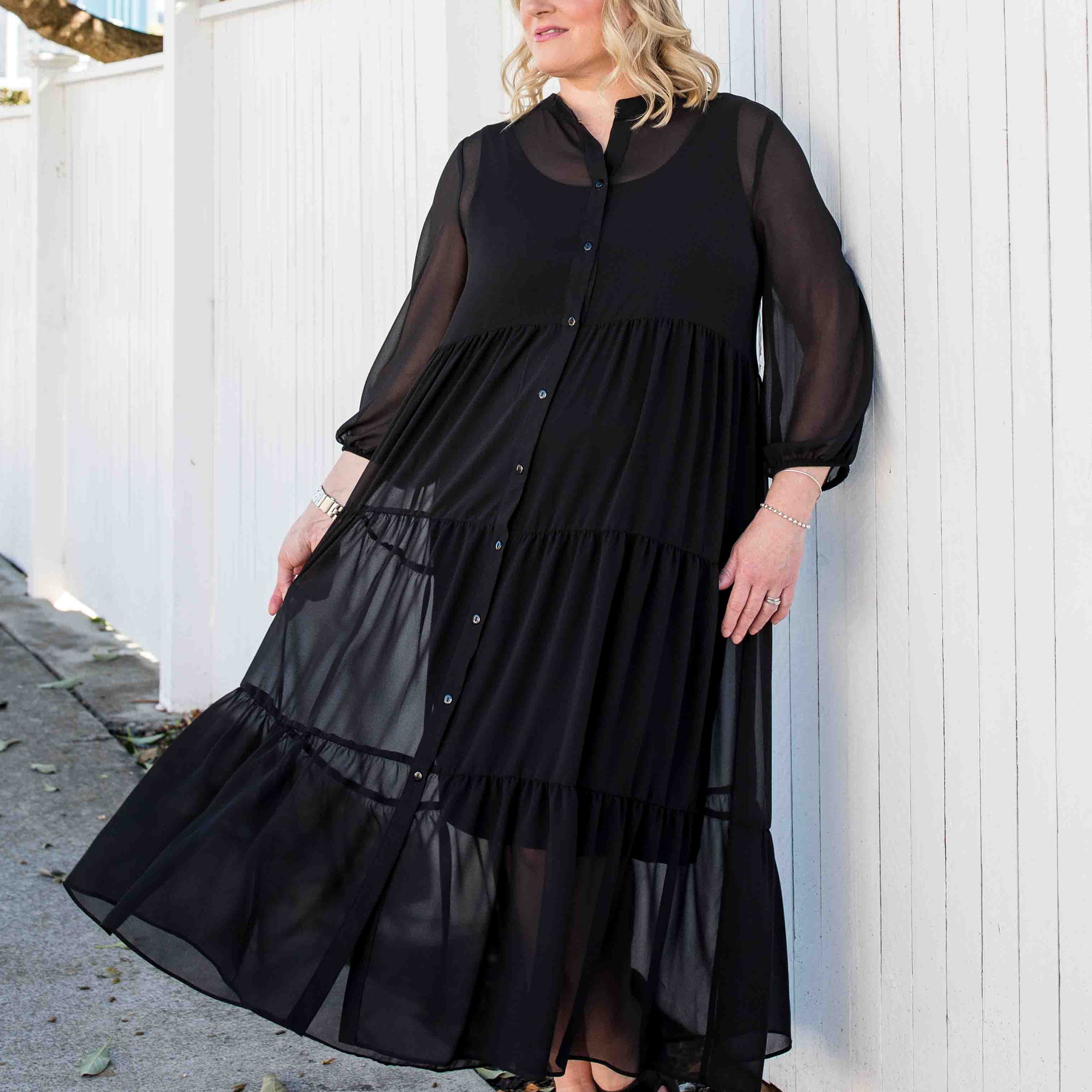 Sibby Panel Maxi Dress in Black