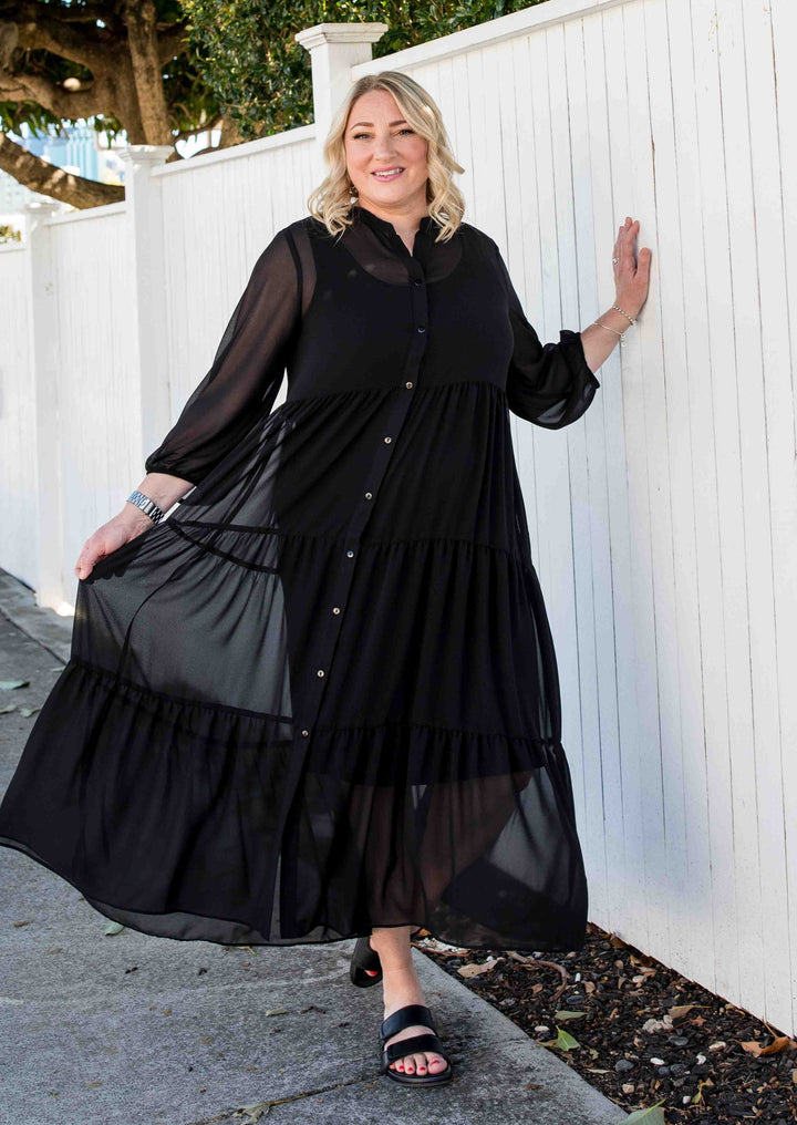 Sibby Panel Maxi Dress in Black