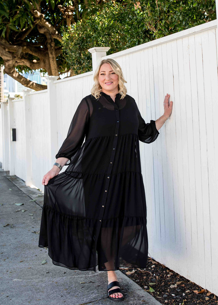 Sibby Panel Maxi Dress in Black