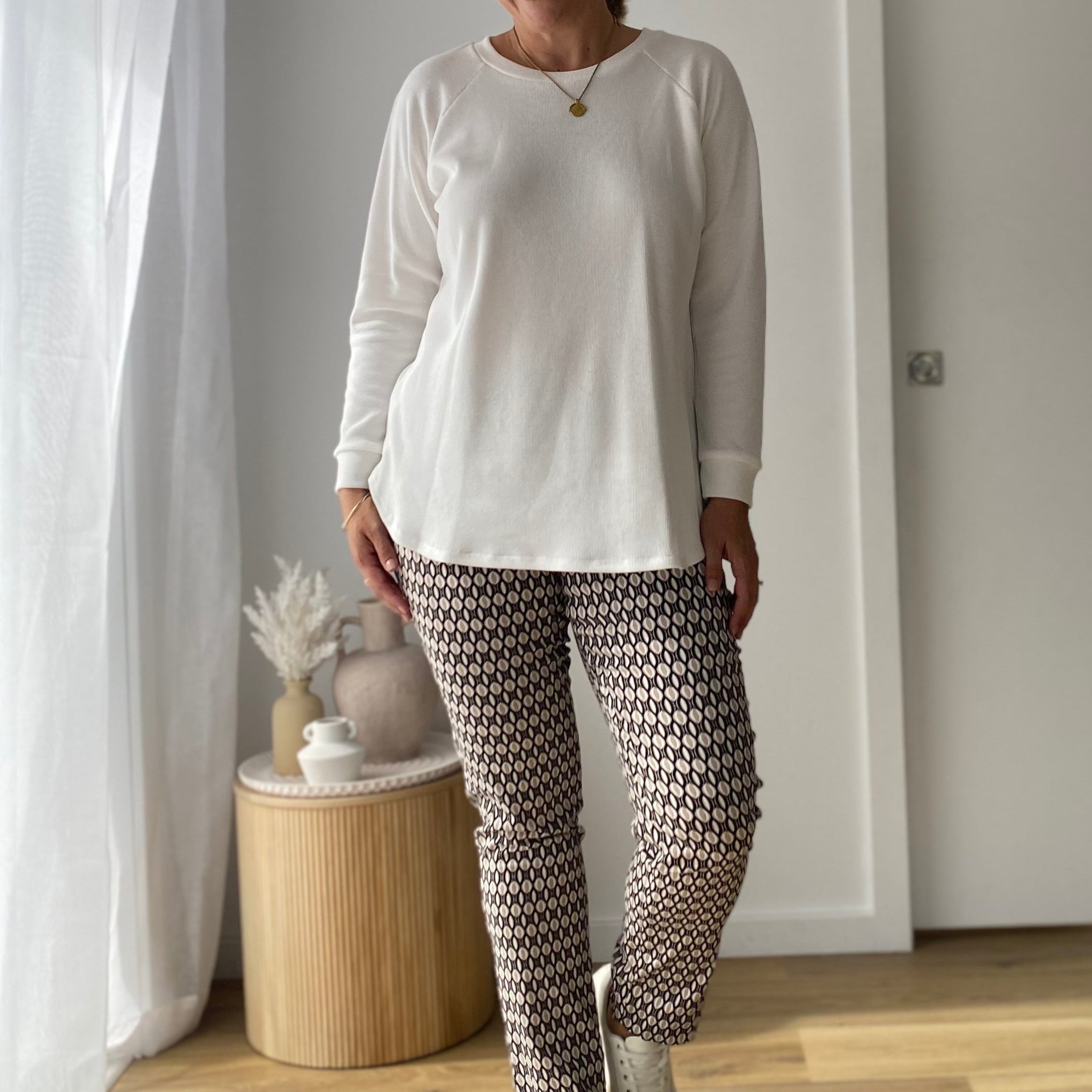 Rawson waffle raglan pullover in White