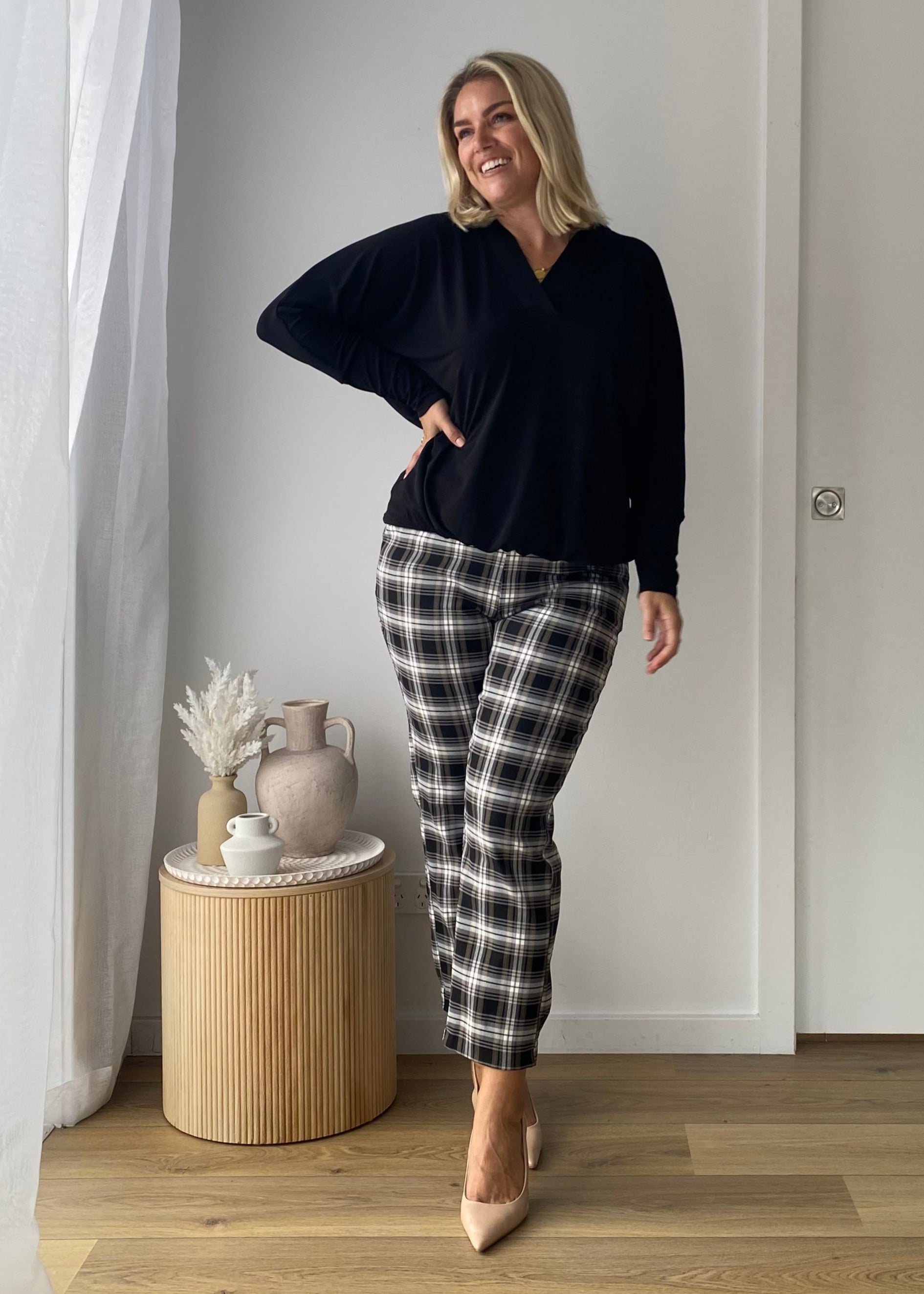 Daryl Zenya Bengaline check pants in Plaid