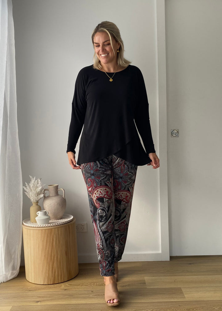 Curve Foundation slinky jersey petal hem tunic in black