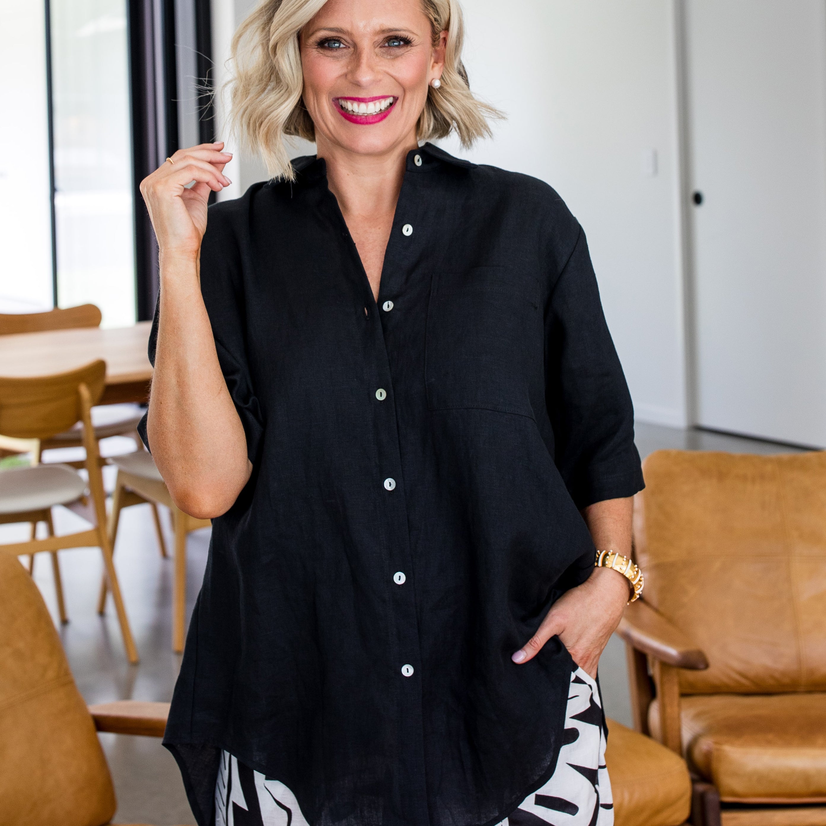 Philosophy Australia Quarry Linen Shirt in Black