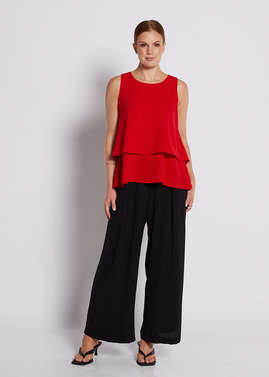 Crepe Layered Cami Top in Red