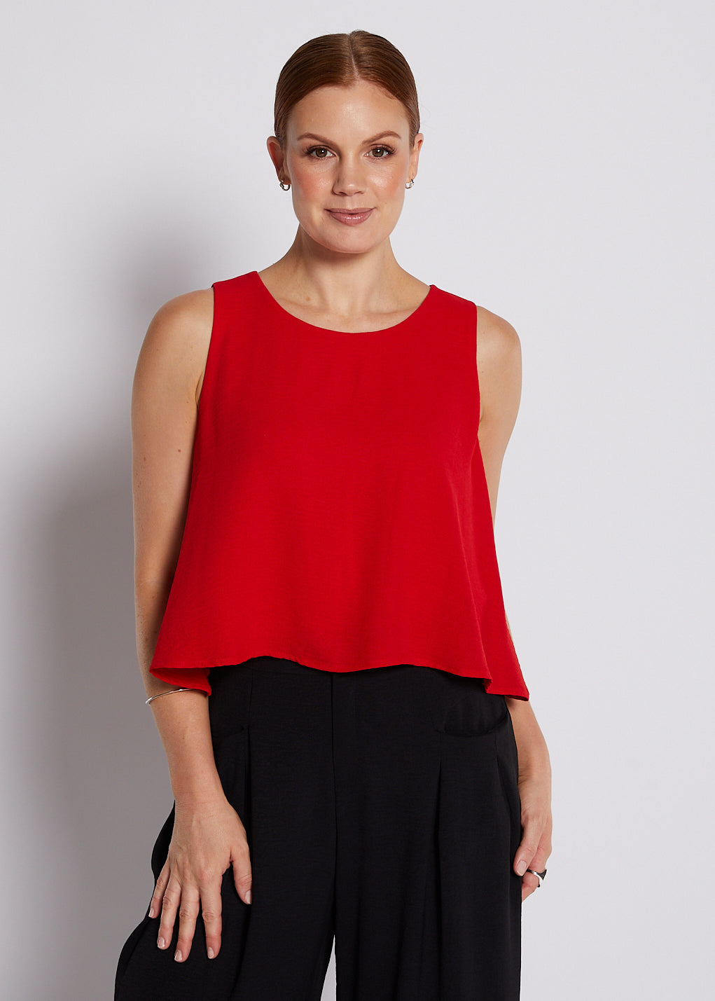 Crepe Layered Cami Top in Red