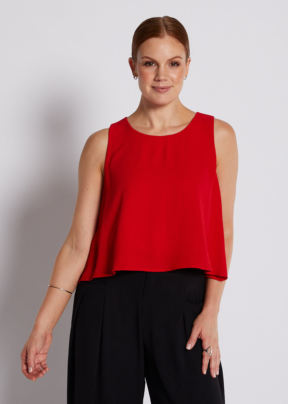 Crepe Layered Cami Top in Red