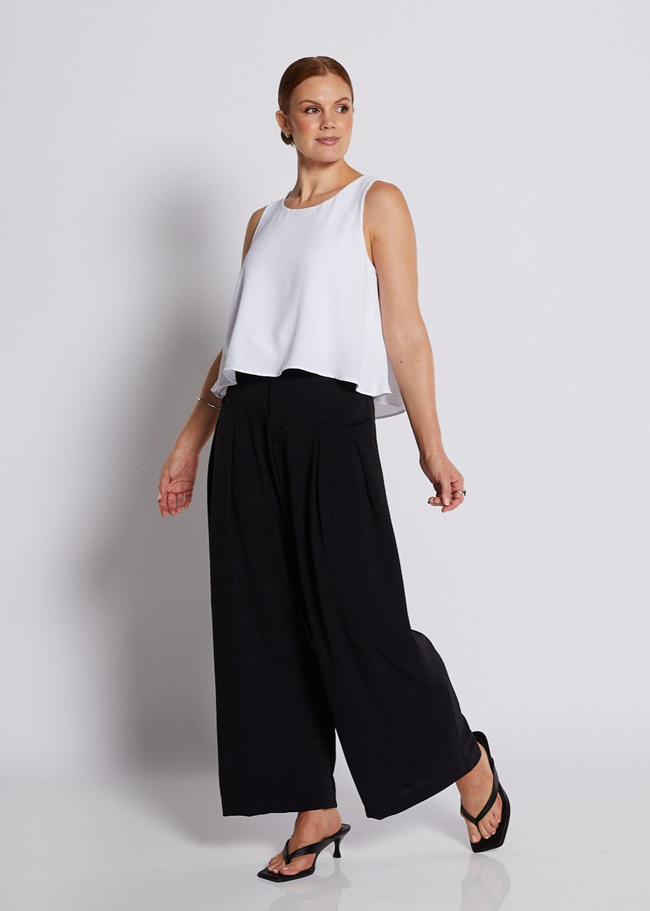 Crepe Ultra Wide Leg Fly Pant in Black