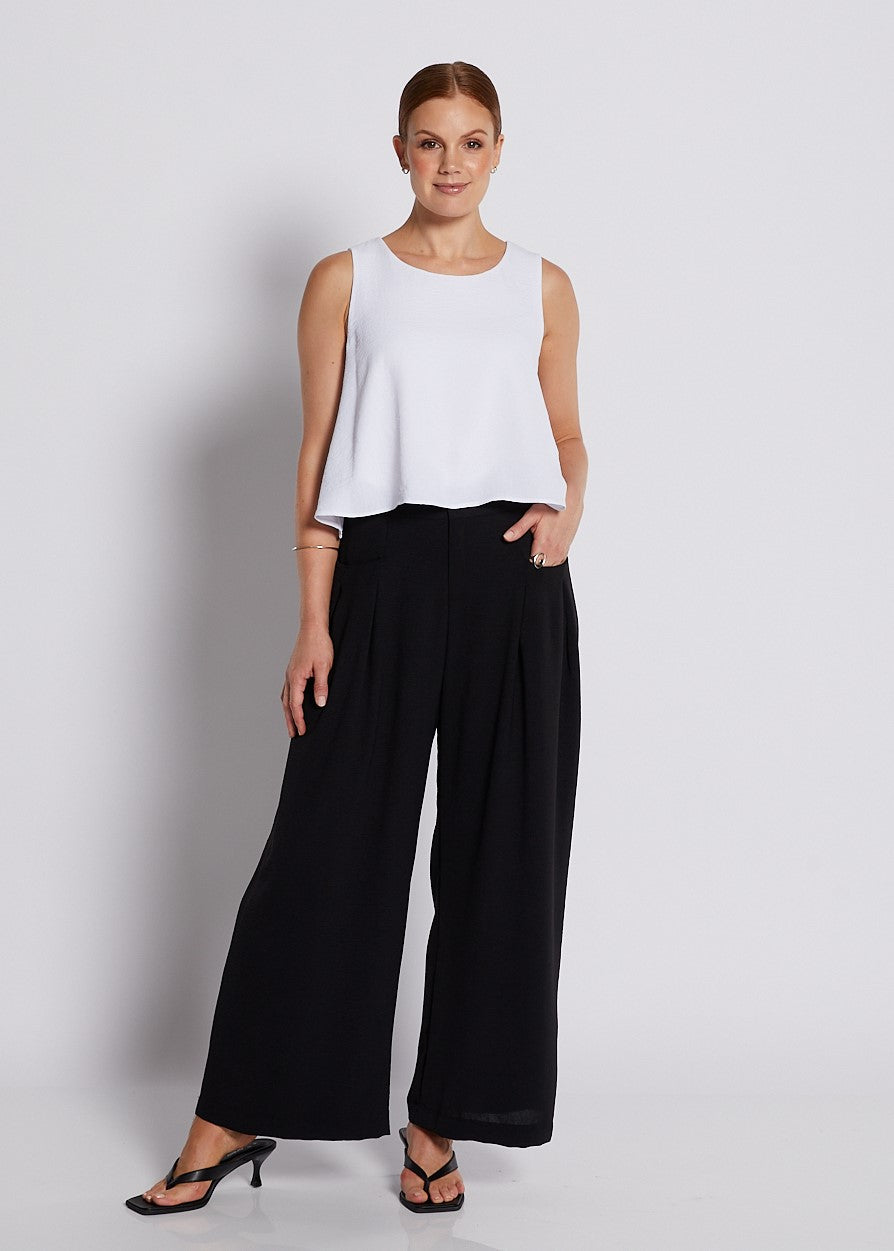 Crepe Ultra Wide Leg Fly Pant in Black