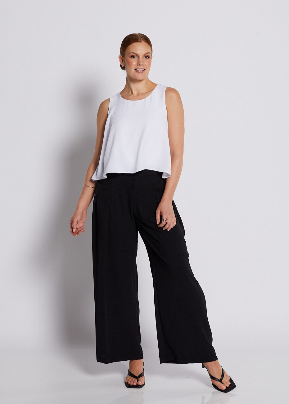 Crepe Ultra Wide Leg Fly Pant in Black