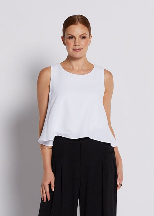 Magic Resort crepe layer sleeveless top in white