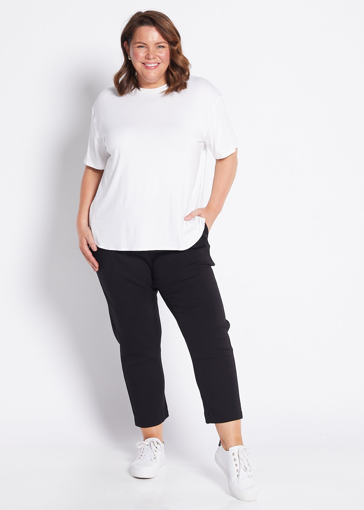 Bengaline Slub Stretch Relaxed Pant with Pockets in Black