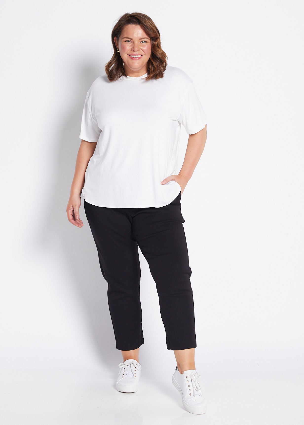 Bengaline Slub Stretch Relaxed Pant with Pockets in Black