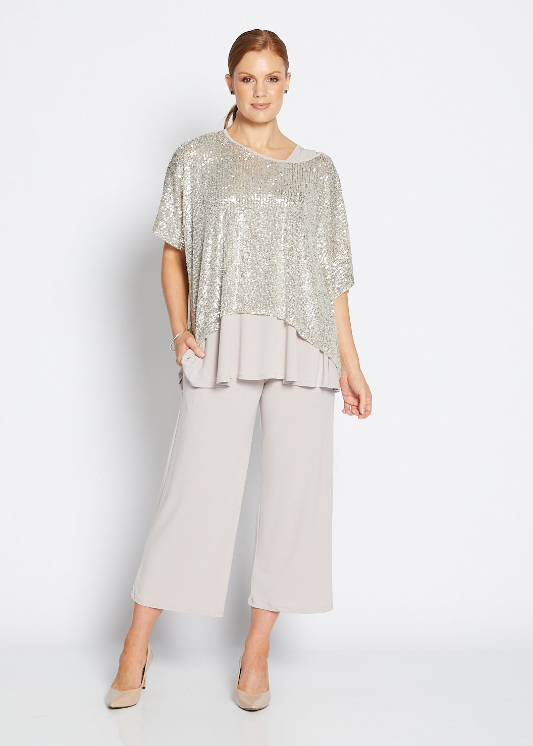 Kay Sparkle sequin top in champagne