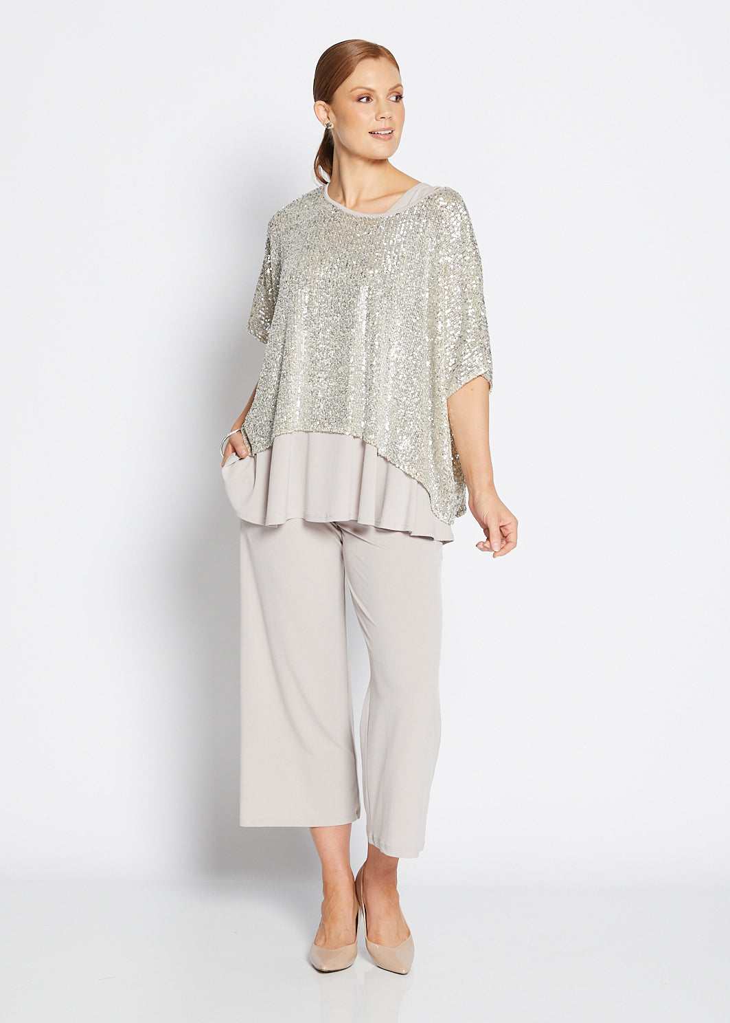 Kay Sparkle sequin top in champagne