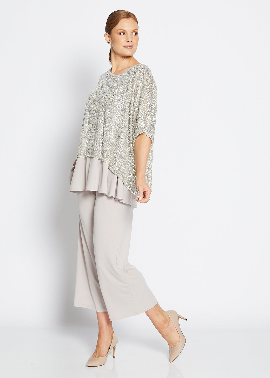 Kay Sparkle sequin top in champagne