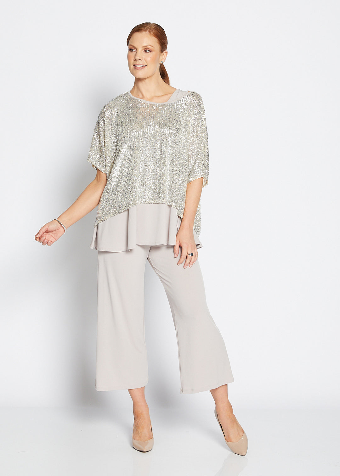 Kay Sequin top in Champagne