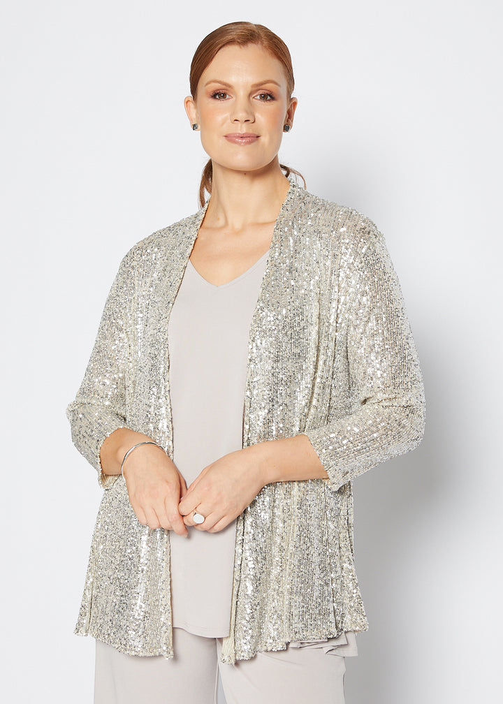 Sally Sparkle sequin jacket in champagne