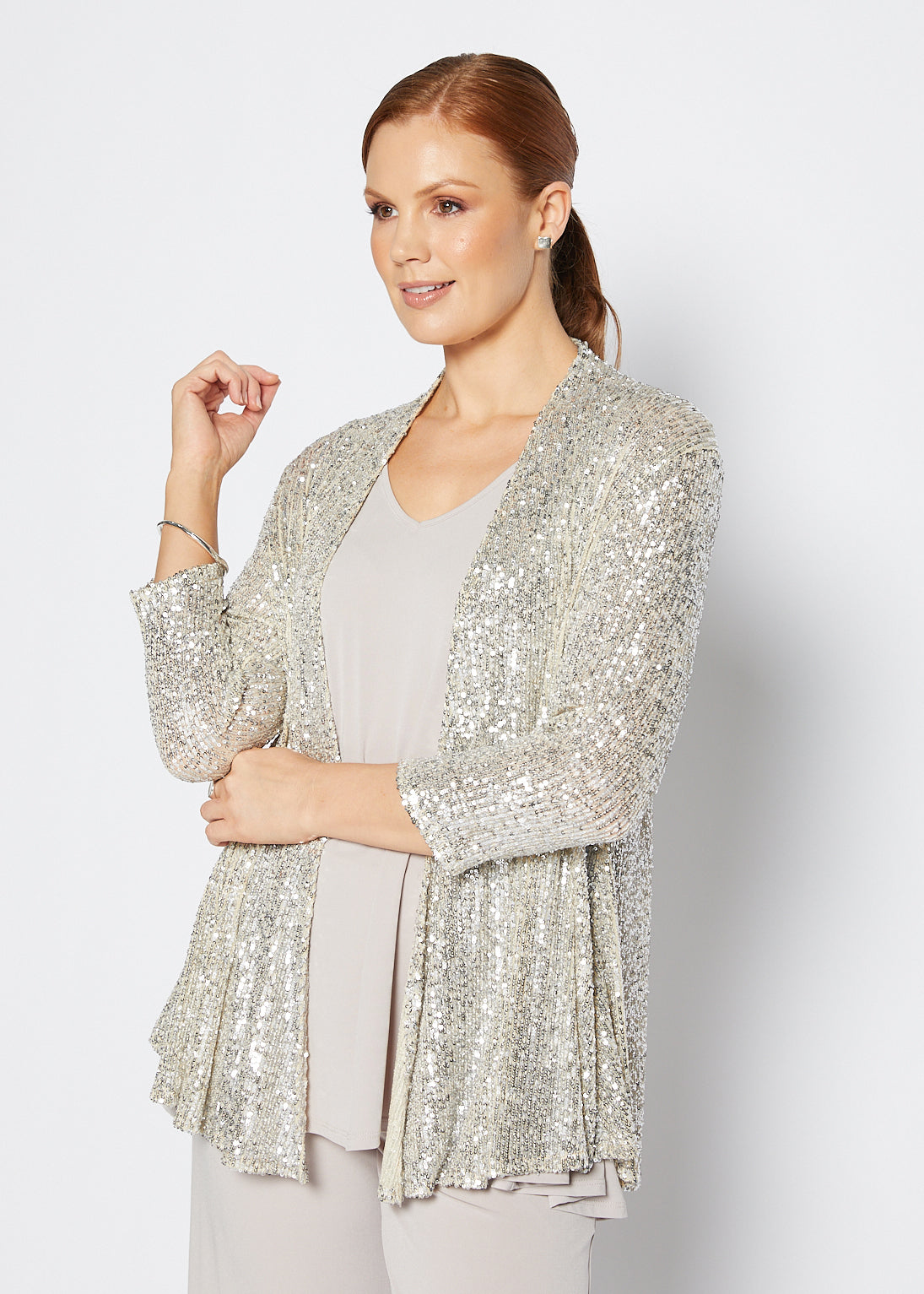 Sally Sparkle sequin jacket in champagne