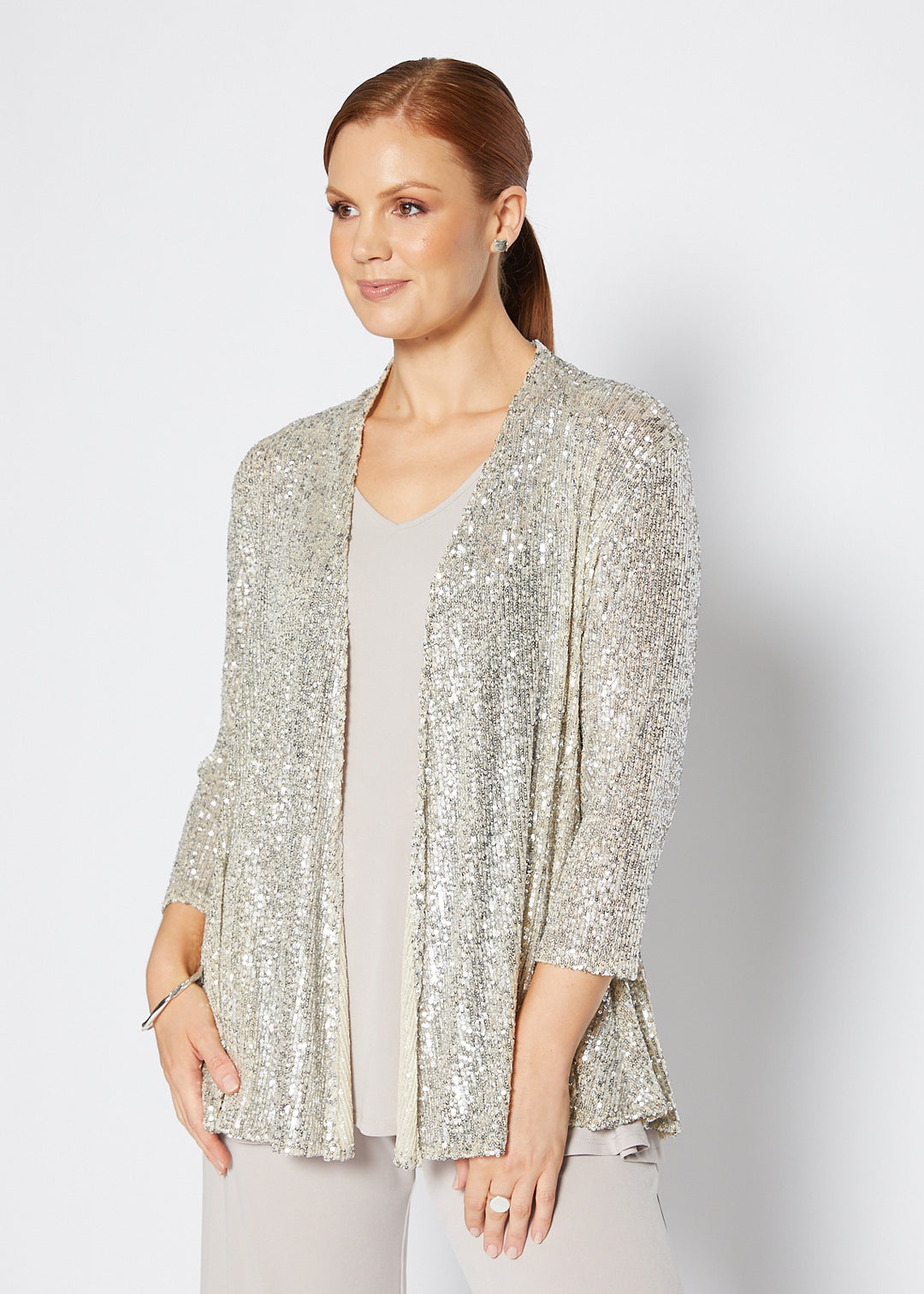 Sally Sparkle sequin jacket in champagne