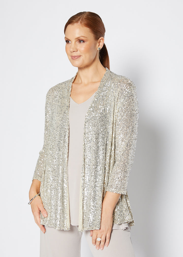 Sally Sparkle sequin jacket in champagne