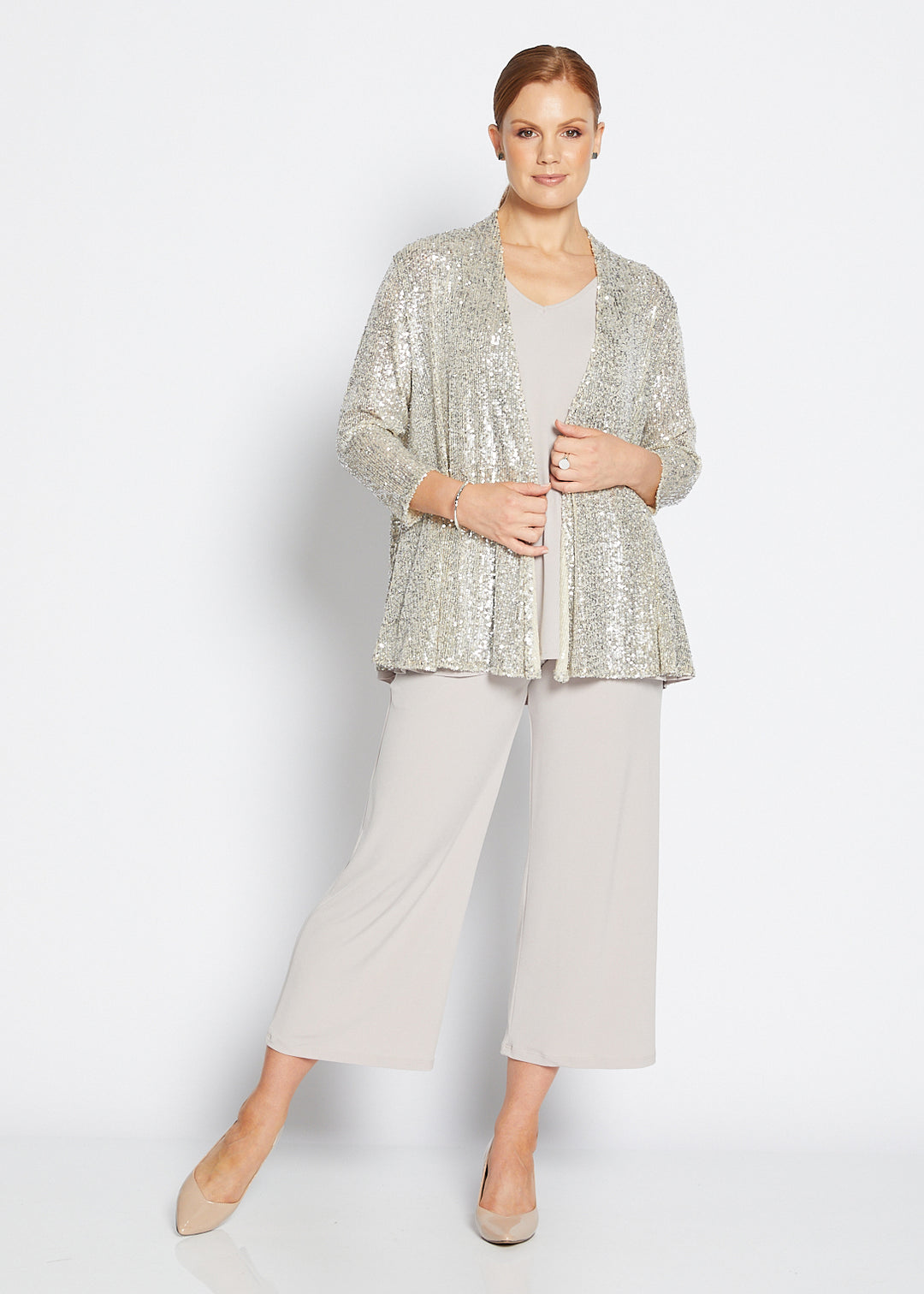 Sally Sparkle sequin jacket in champagne