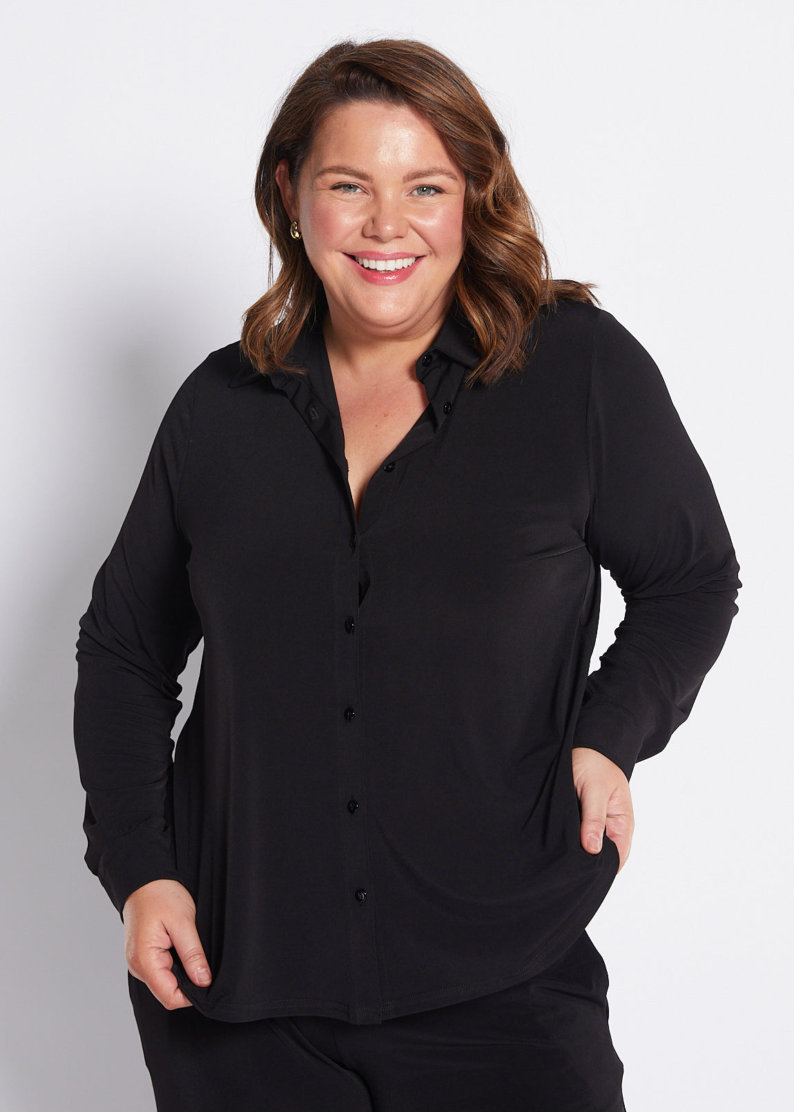 Super Foundation slinky jersey shirt in black
