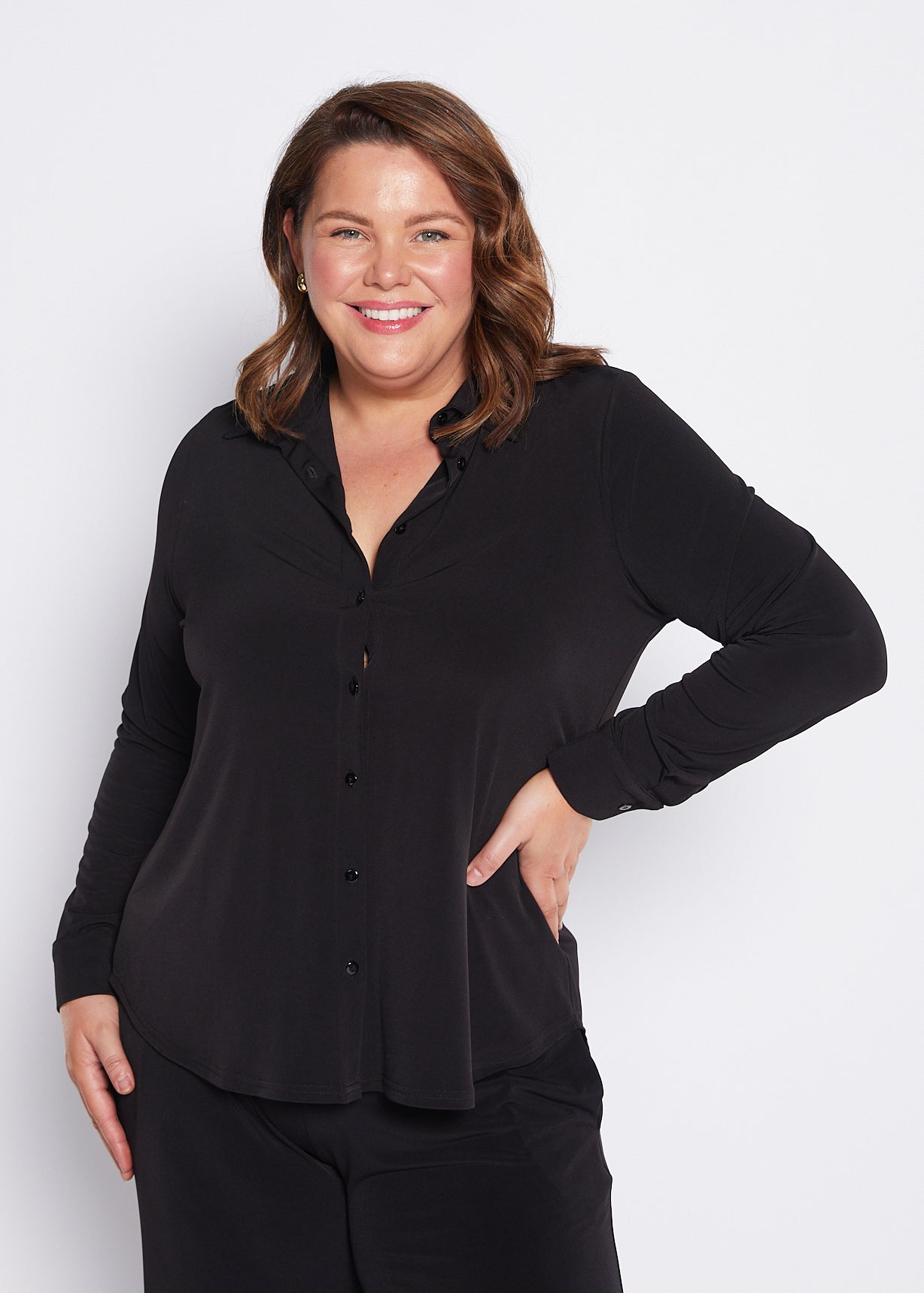 Super Foundation slinky jersey shirt in black