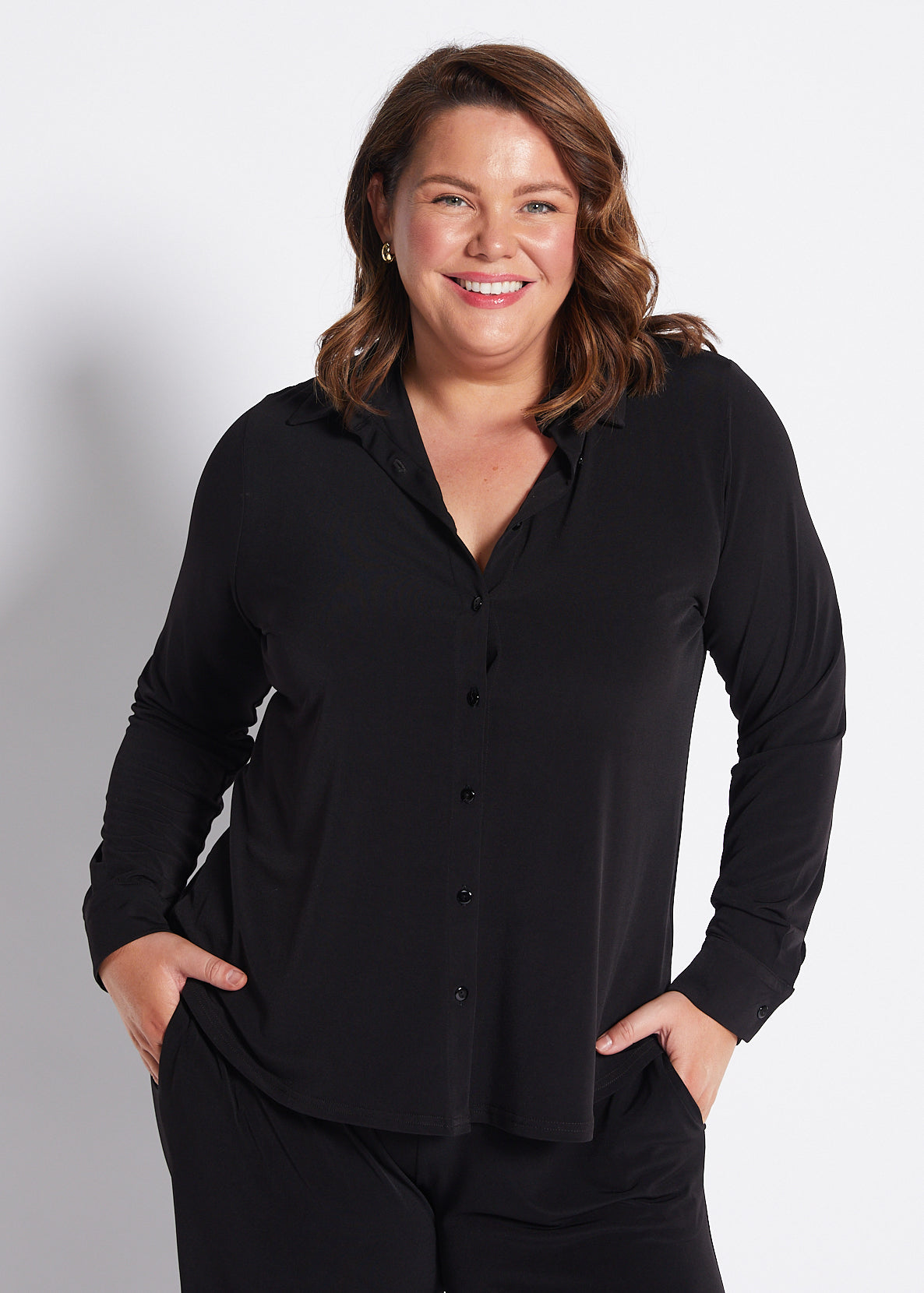 Super Foundation slinky jersey shirt in black