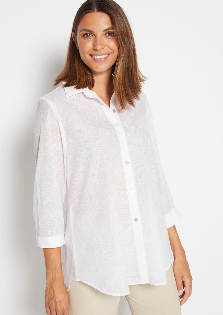 Swirl voile blouse in White