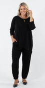 Slope Asymmetric Foundation Jersey Women's Tunic with a scoop neckline in black.