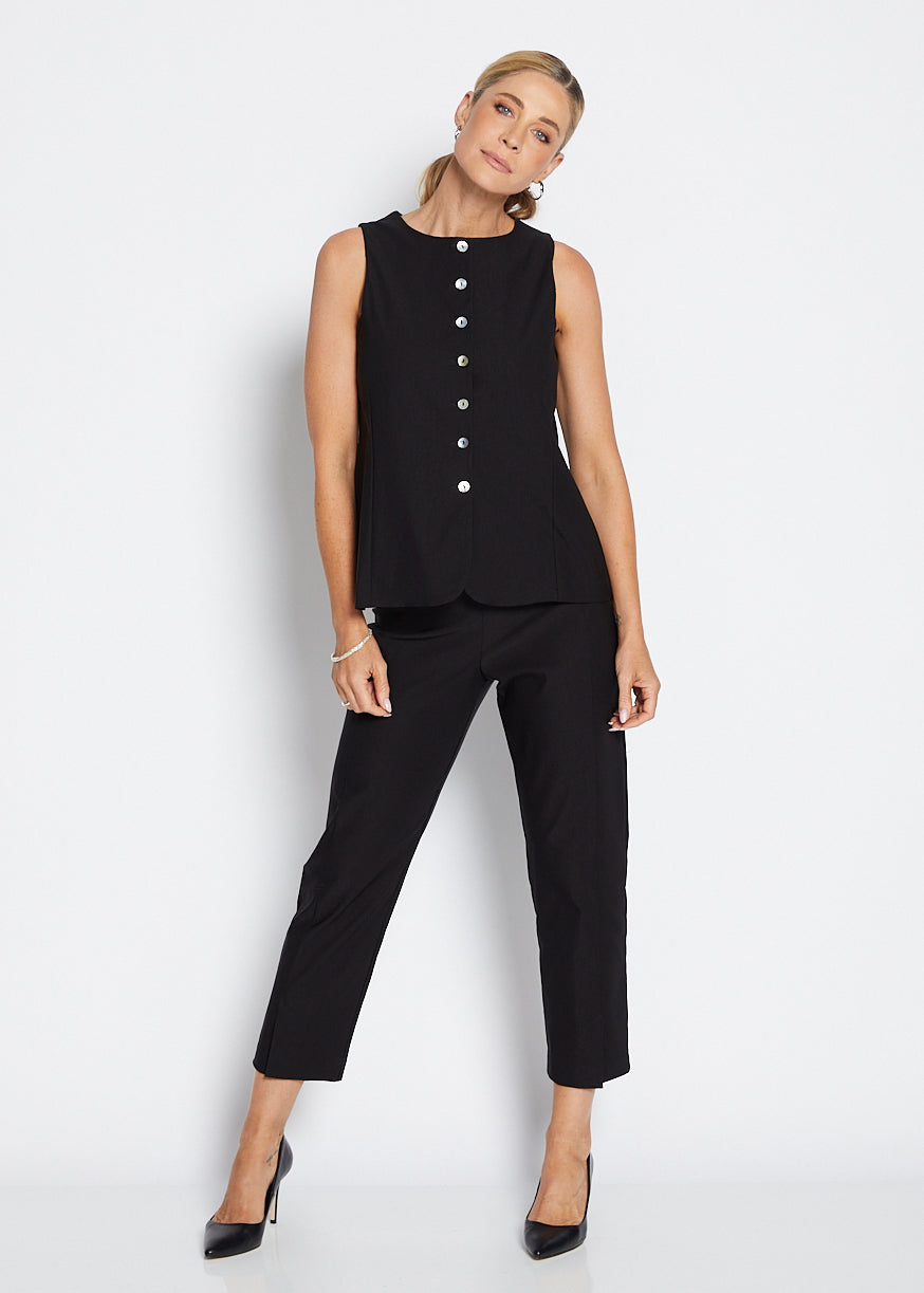 Lane Zenya Bengaline super stretch 7/8 slim pant in black