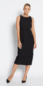 Philosophy Australia Tiffany super stretch Bengaline midi sheath dress in black, made in Australia