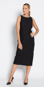 Philosophy Australia Tiffany super stretch Bengaline midi sheath dress in black, made in Australia