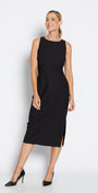 Philosophy Australia Tiffany super stretch Bengaline midi sheath dress in black, made in Australia