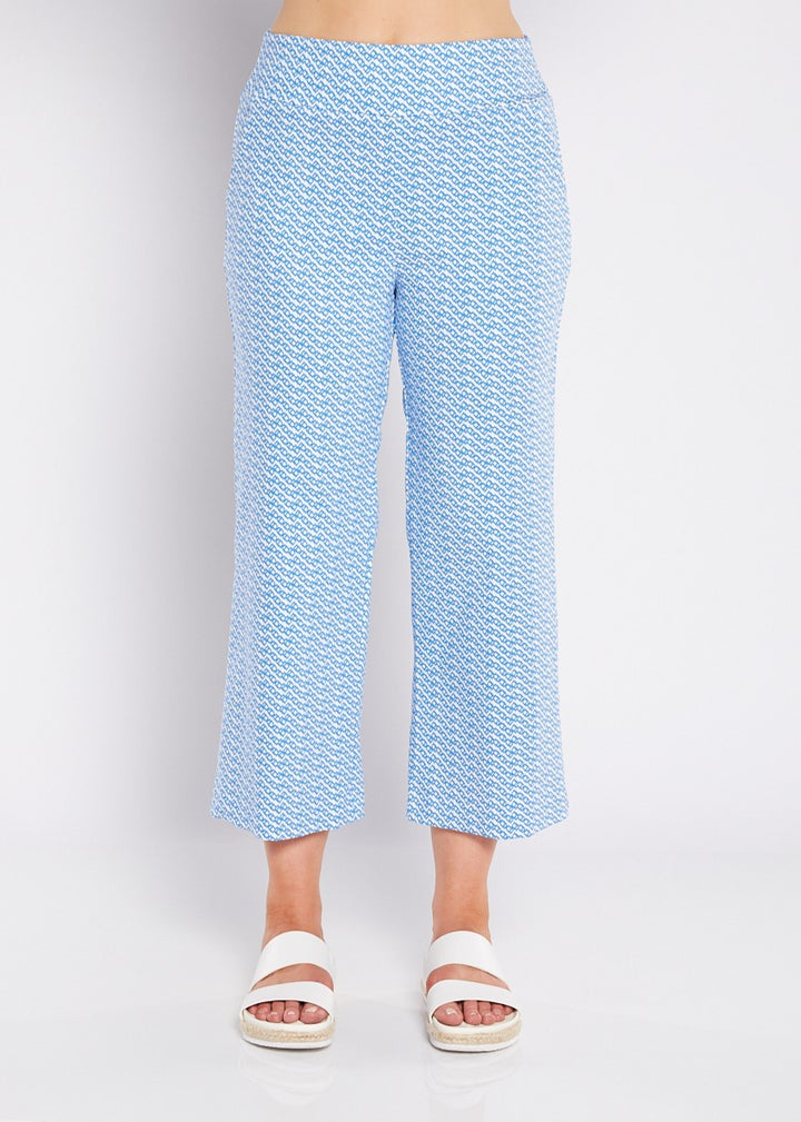 Philosophy Australia Ticket printed Bengaline culotte in Blue Diamond, made in Australia
