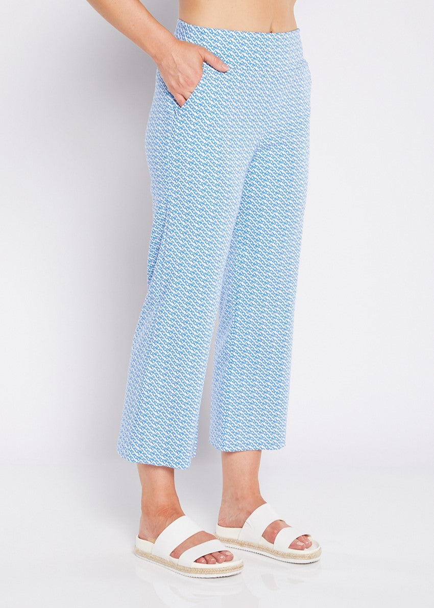 Philosophy Australia Ticket printed Bengaline culotte in Blue Diamond, made in Australia